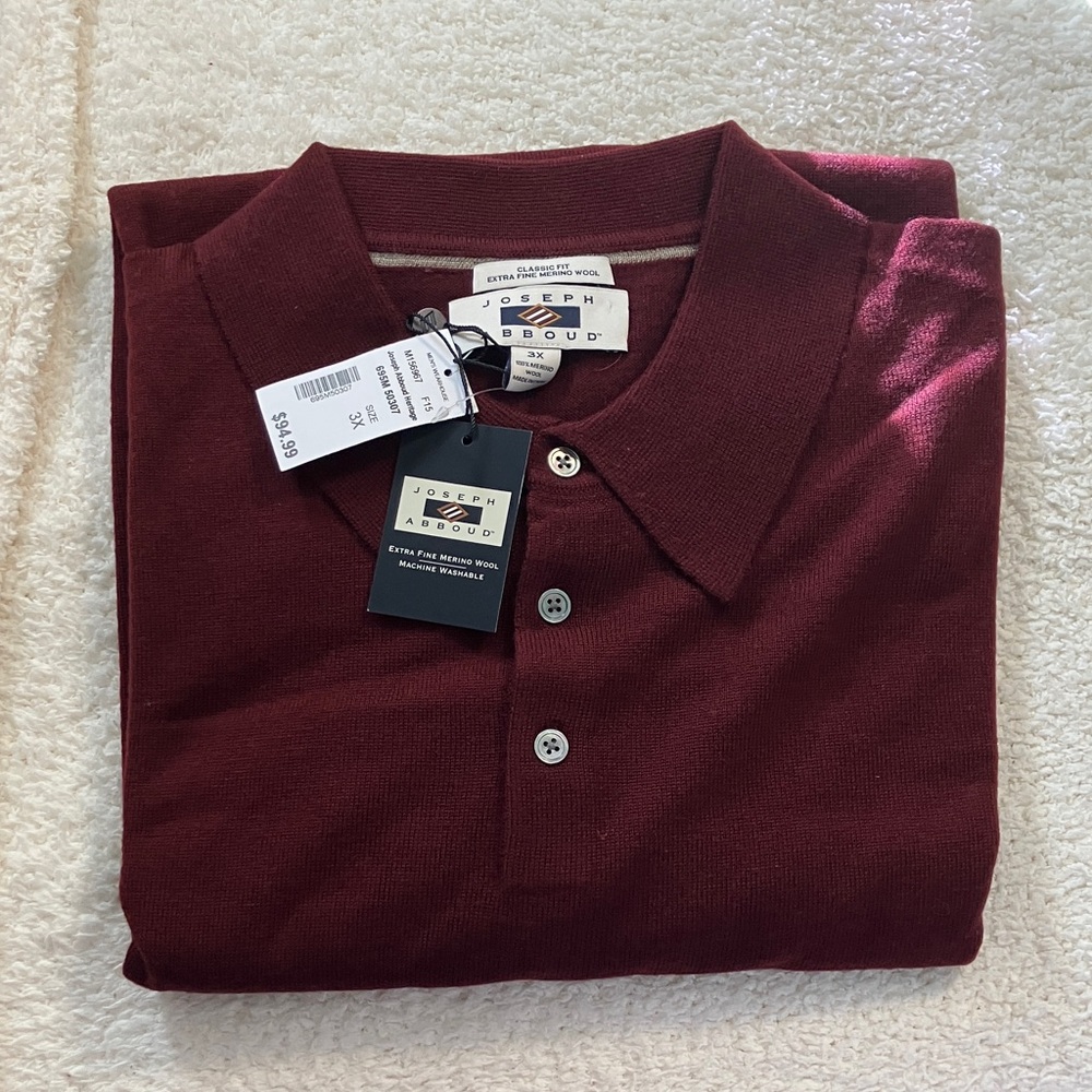 Joseph Abboud Men's Burgundy Polo Shirt